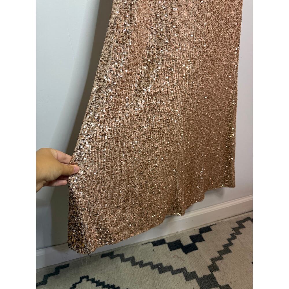 Lulus Lavish Lover Rose Gold Strapless Sequin Maxi Dress Size Medium $118 - Picture 6 of 9